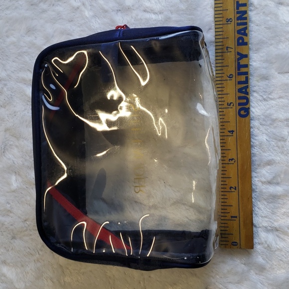 Vintage Estee Lauder Clear PVC Dark Blue & Red ♥️ Zipper Cosmetic Makeup Bag - Picture 7 of 11